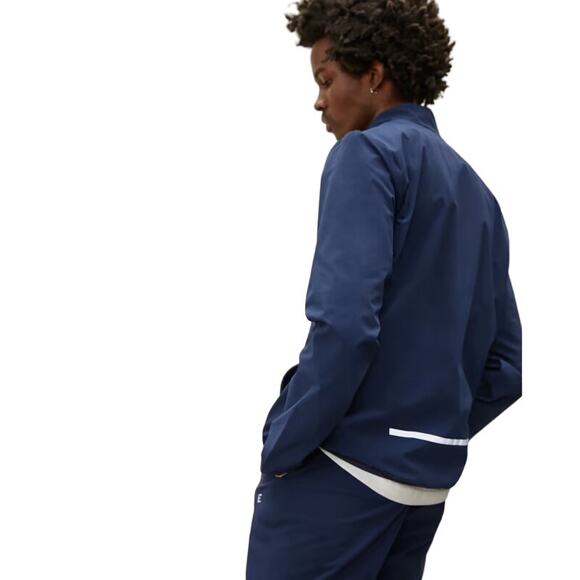 EVERLANE Uniform Sport Windbreaker Soft Shell Navy Stretch Zip Pockets Large NEW - Picture 5 of 8